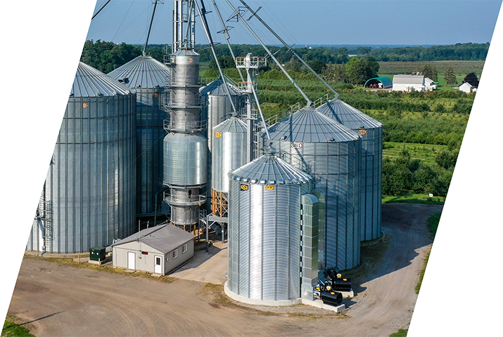 Top of silos with smoke